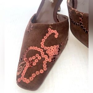 Coldwater Creek Dark Brown Sequin Mules Size 9.5